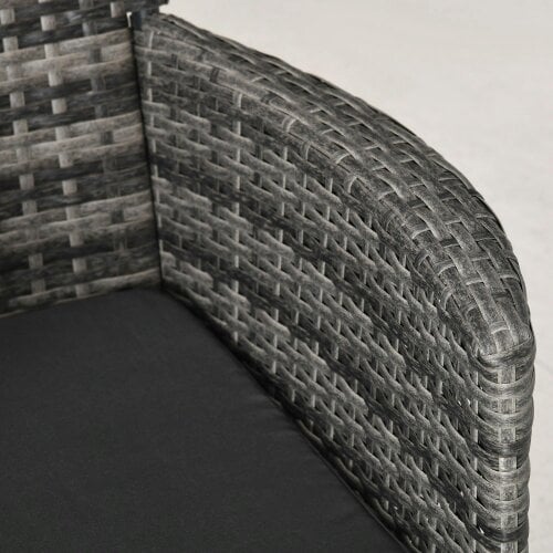 Wyld Haus Sami Rattan Grey 3 Piece Garden Bistro Set With 2 Tier Table And Cushions