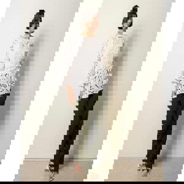 Blue Vanilla Flower Crochet Long Sleeve Top