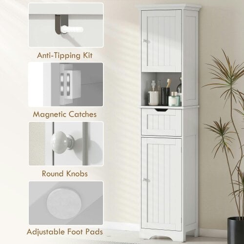 Wyld Haus Morale Slim Bathroom Storage Cabinet With Integrated Sensor Lighting White