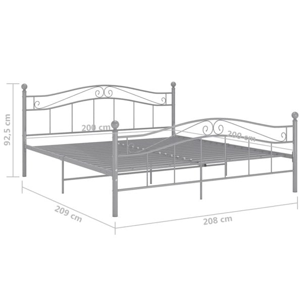 Berkfield Bed Frame Grey Metal 200x200 cm