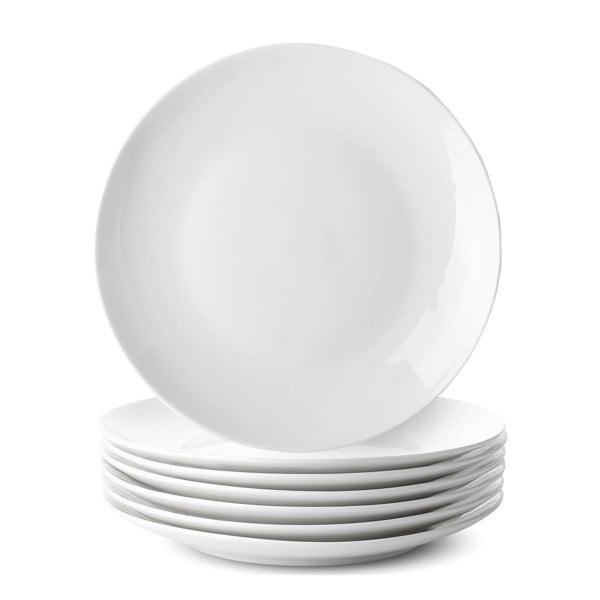 Dinner Plates Set Porcelain White Coupe 6pcs