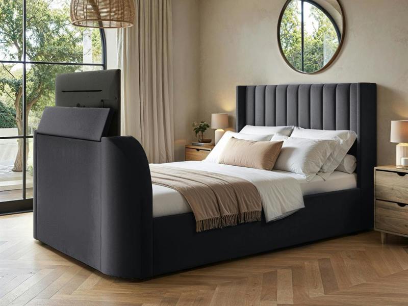 Fallon TV Side Lift Ottoman Bed Charcoal Velvet