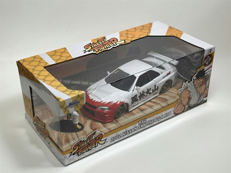 a toy car in a box