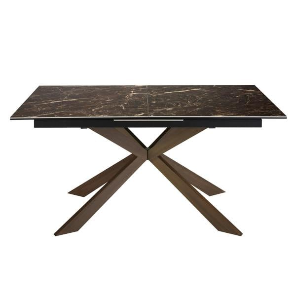 Angel Cerdá Rectangular porcelain marble and walnut effect steel extending dining table 1121