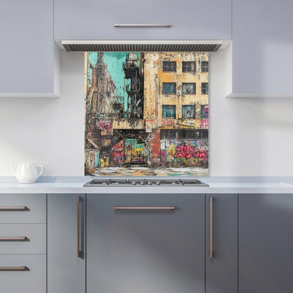 Warren Reed Urban Decay Building Art Glass Kitchen Splashback - 00025