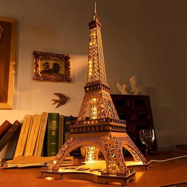 Dyzi 164 Piece Eiffel Tower 3D Wooden Puzzle With Light