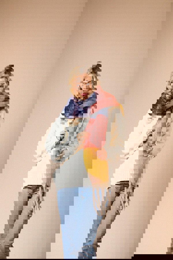 SVNX Chunky Scarf In Pink Yellow