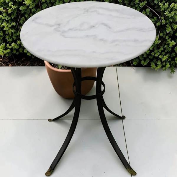 The Garden Marketplace Marble Top Bistro Table, 60cm Round Top with 20mm Marble