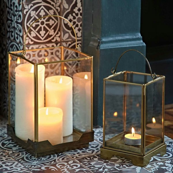 Paper High Antique Brass Candle Lantern