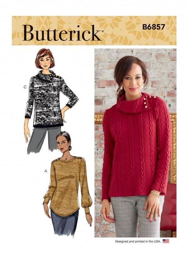 Butterick Sewing Pattern 6857, Tops for Women, A (XS-S-M-L-XL-XXL) - Easy