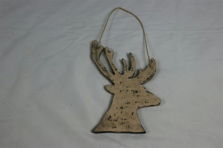 26cm Cream Christmas Wooden Hanging Deer Wall Decoration for Home and Office Seasonal Indoor Decor image 7