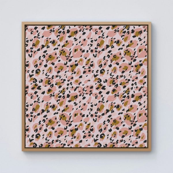 Warren Reed Hand Drawn Pink Leopard Print Framed Canvas