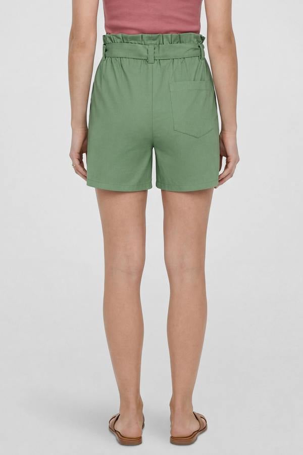 ENORSIA Cotton Stretch Comfort Fit Paperbag Shorts