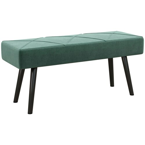 Wyld Haus Mazuka Green  End Of Bed Bench With X Frame Black Metal Legs Geometric Pattern