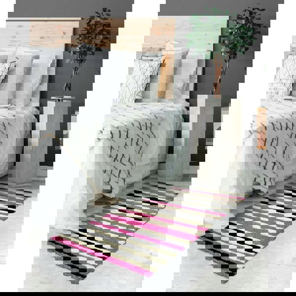 Linea Striped Pink Washable Rug – The Rugs