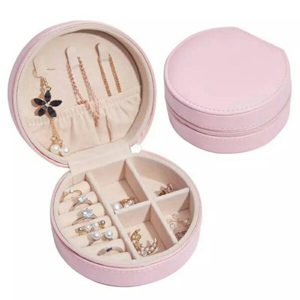 The Colourful Aura Pink and White Soft Makeup Keepsake Trinket Storage Leather Travel Jewellery Box