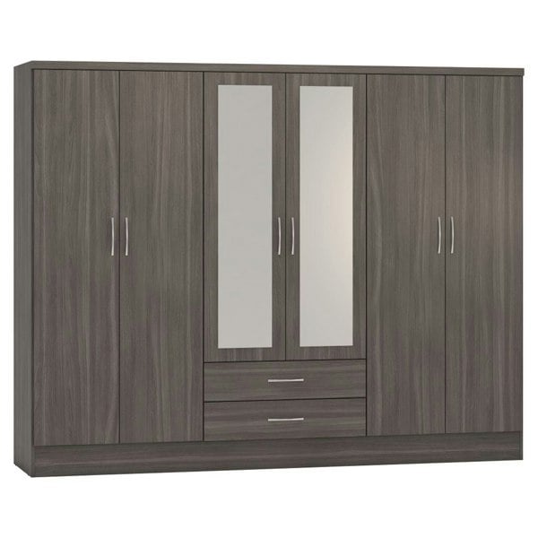 Seconique Nevada 6 Door 2 Drawer Mirrored Wardrobe