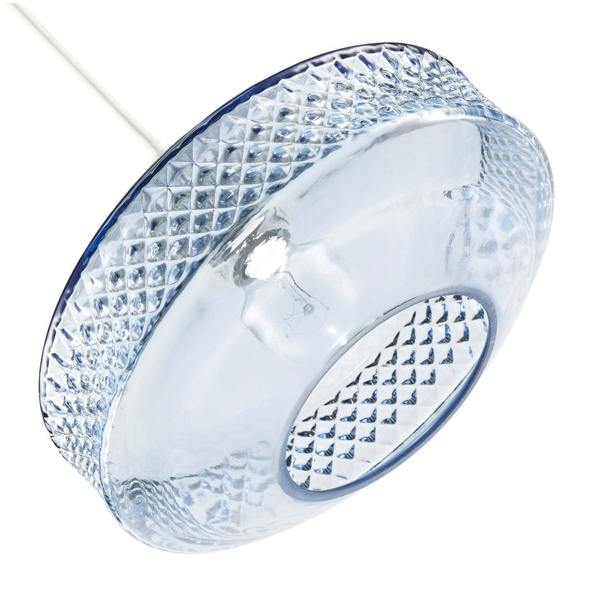Blue Glass Pendant Lighting Shade with Strip of 3D Shaped Diamonds Image 5
