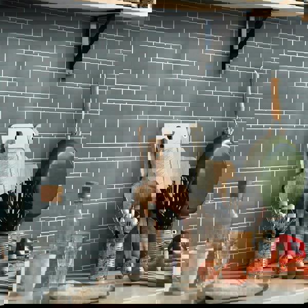 WT3D1820 - Elegant Grey Metro Subway Tile 3D Tile Sticker 30.5 x 15.4cm (12 x 6 in) - 20pcs in a pack