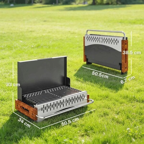Bobobiy Portable BBQ Grill, Folding Charcoal Barbecue Grill with Removable Charcoal Basin for Camping Picnic Garden Party, Black