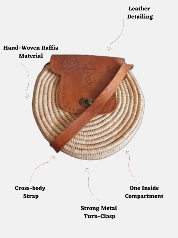 Berber Leather The Safi Rattan Round Bag - Tight Weave