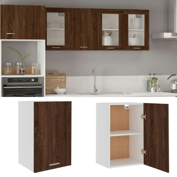 Berkfield Hanging Cabinet Brown Oak 39.5x31x60 cm Engineered Wood