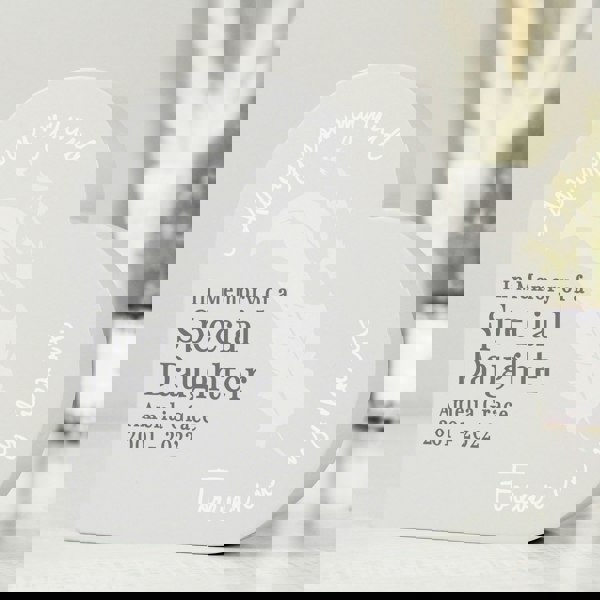 Personalised Memento Company Personalised Feather Free Standing Heart Ornament