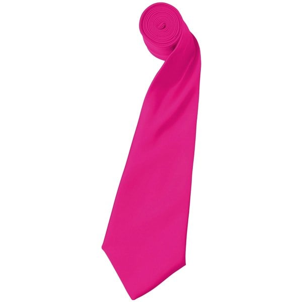 Premier Mens Plain Satin Tie (Narrow Blade) (Pack of 2) - Fuchsia