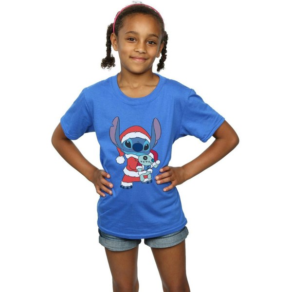 Disney Girls Lilo And Stitch Stitch Christmas Cotton T-Shirt - Royal Blue