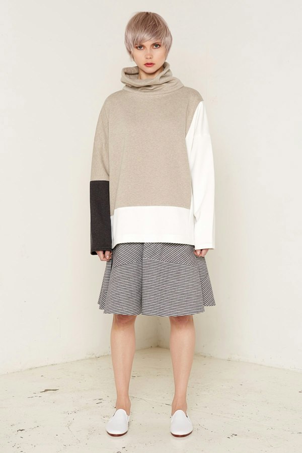 Bo Carter Turtleneck Neptun Jumper in Organic Fleece Cotton - Beige