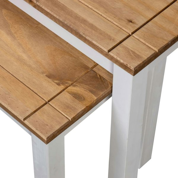 Berkfield Nesting Tables 2 pcs White Solid Pine Wood Panama Range