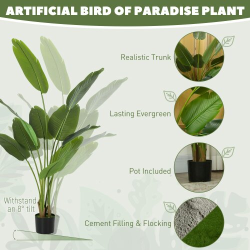 Wyld Haus Nozizi Tall Artificial Bird Of Paradise Leaf Plant With Sculpted Foliage In Pot H8 160cm Green