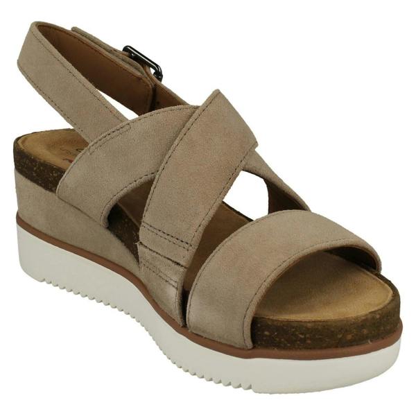 Clarks Ladies Clarks Slingback Wedge Heeled Sandals Lizby Cross