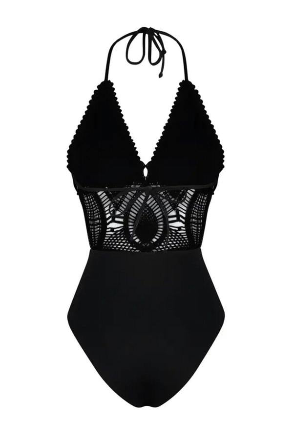 WOVCOR Backless V-Neck Covered Hipster Swimsuit
