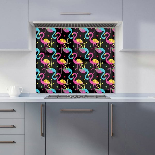 Warren Reed - Designer Vivid Flamingo Pattern Kitchen Splashback