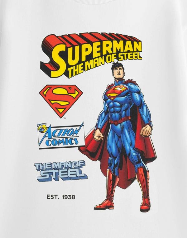 DC Comics Superman Mens Grey The Adventures of Short Sleeved T-Shirt