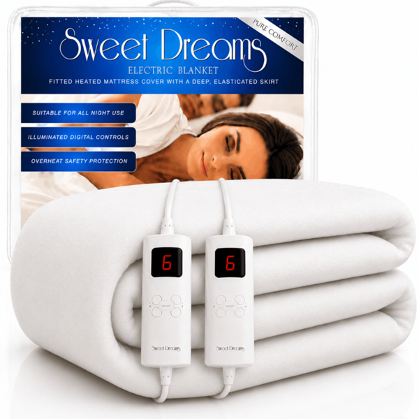 Sweet Dreams Electric Blanket Super King Bed Size Machine Washable Elasticated Skirt - Overheat Safety
