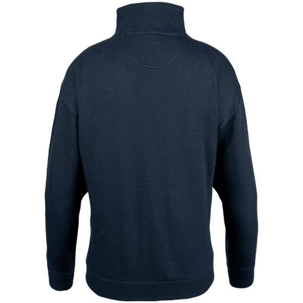 Jack Pyke Ladies Half Zip Sweatshirt Navy rear view showing ribbed hem and cuffs