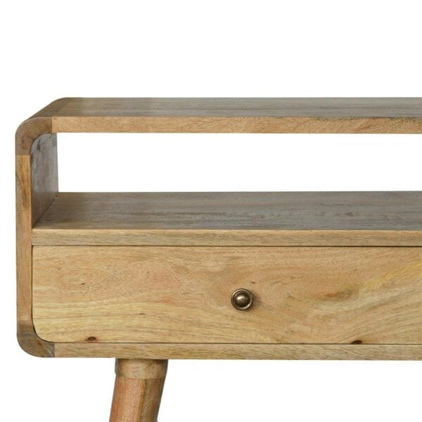 Wyld Haus Urbino Curved Mango Wood Console Table 2 Drawer and Open Shelf