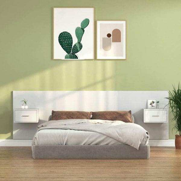 Berkfield Bed Headboard with Cabinets White Engineered Wood