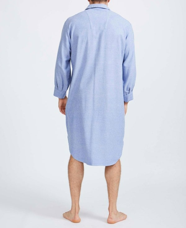 British Boxers Men's Brushed Cotton Nightshirt – Staffordshire Blue Herringbone