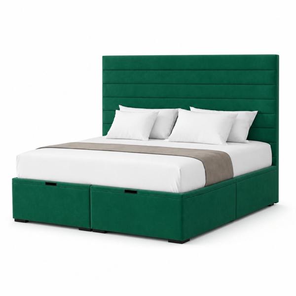 Great British Beds Karina Divan Ottoman Bed - Green Plush