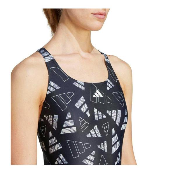 Adidas Womens/Ladies Bar Logo One Piece Swimsuit - Black - 