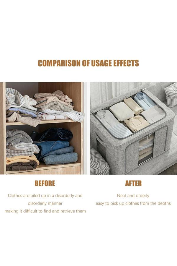 Living and Home Metal Frame Fabric Storage Box Clothes Organizer with Window