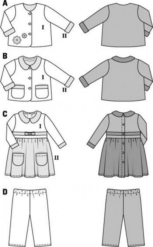 Burda Sewing Pattern 9422 Dresses, Jackets and Trousers For Babies, 3 Months - 2 Years - Easy