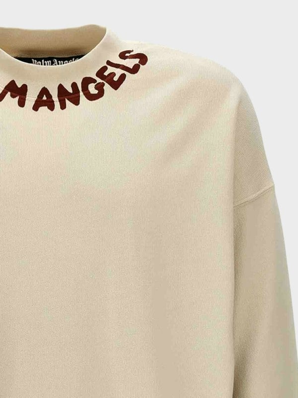Palm Angels Seasonal Logo Crewneck White Red - Supplied FashionPalm Angels