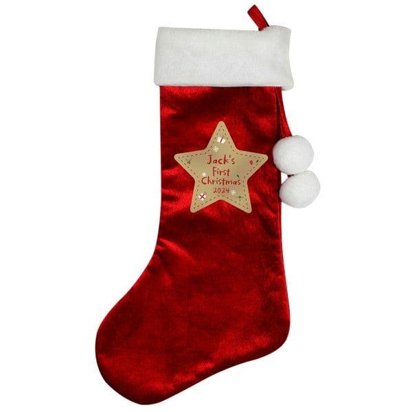 Personalised Memento Company Personalised First Christmas Red Stocking