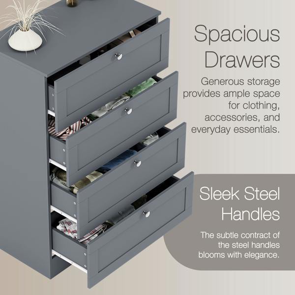 Vida Designs Altino 4 Drawer Chest, Black