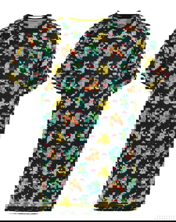 Pokemon Boys Black Starters Sublimation Short Sleeved T-Shirt