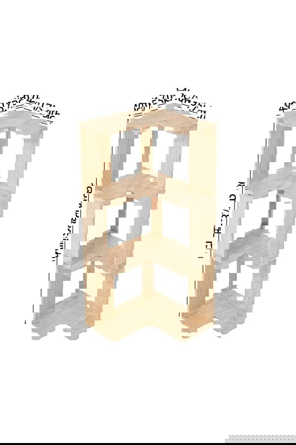 Living and Home 4-Tier L-shaped Corner Bookshelf Wooden Storage Rack Bookcase Holder Organizer